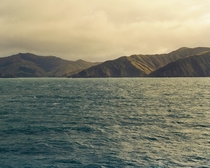 Cook Strait New Zealand at sunset after a storm 