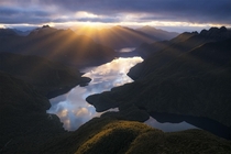Crepuscular rays over George Sound New Zealand OC x williampatino_photography