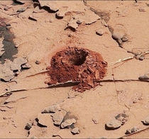 Curiosity rover drilled this hole on Mars