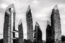 Curved glass towers designed by Daniel Libeskind 