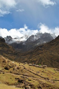Cutting through the Peruvian Andes saw this tiny village tucked into the landscape 