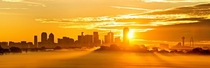 Dallas levee fog sunrise 