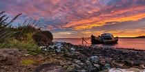 Dawn at the ship graveyard at Greenpoint near Bluff Invercargill Southland New Zealand  Photo by Grant Grieve 