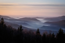 Dawn over the Williams River Valley in the Allegheny Mountains of West Virginia USA 