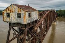 Decommissioned bridge over the Missouri River 