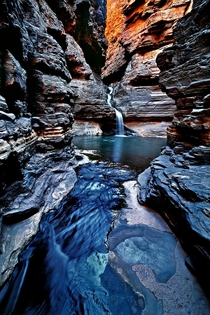 Deep inside Hancock Gorge in Karijini National Park Western Australia 