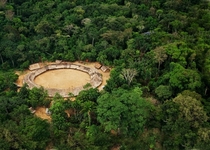 Demini a typically circular Yanomami settlement in Brazil