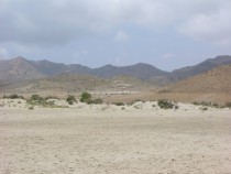 Desert from El Mnsul beach Cabo De Gata National Park Almeria Spain 