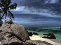 Deserted beach Anse Source dArgent  Seychelles 