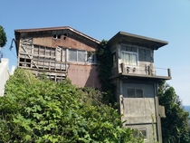 Dilapidated cliffside building dont know what purpose it served in Enoshima Japan