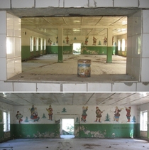 Dining hall in a former Soviet Army base Brandenburg Germany 