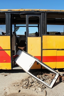 Discarded school bus in Austria 