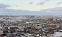 Downtown Iqaluit the largest city and territorial capital of the Canadian territory of Nunavut 