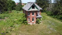Drone Shot of an Abandoned House in Rural Ontario 