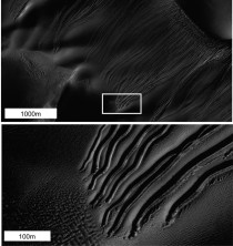 Dry ice carving down slopes might be whats making tracks in Mars dunes 