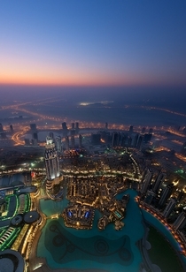 Dubai View from the Burj Khalifa at dusk