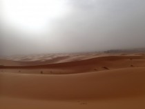 Dunes during a sandstorm outside Merzouga Morocco 