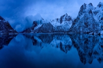 During a tranquil and moody blue hour in Lofoten Norway   IGmpxmark
