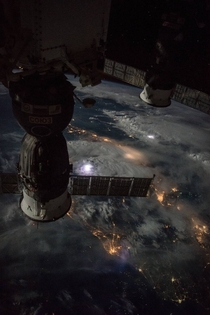 Earth during a stormy night as seen from the International Space Station Credits NASA