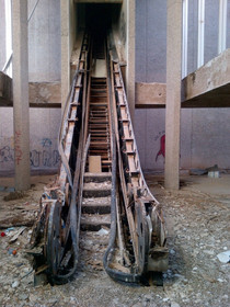 Eerie derelict escalator in Phoenixs Trotting Park Goodyear Arizona 
