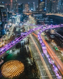 Elevated park near Seoul Station built on a former highway overpass similar to the High Line in NYC Seoul South Korea 