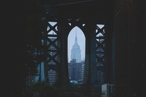 Empire State Building through the Manhattan Bridge 