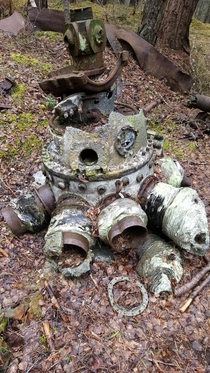 Engine from a Vickers Warwick which crashed in Moray Scotland just after WWII killing both the young pilot and his trainer 