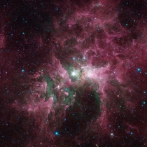 Eta Carinae is one of the most massive stars in the galaxy Its glare is sculpting and destroying the surrounding nebula It is around  times the mass of our sun and is burning its nuclear fuel so quickly that it is at least one million times brighter than 