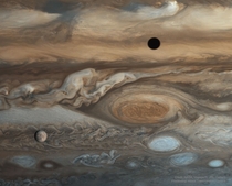 Europa and Jupiter from Voyager  NASA looking like a divine painting