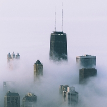Evening fog in Chicago IL 