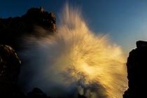 Exploding Wave at Sunset - Big Sur California - 