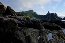 Exploring the beautiful rocky shore at Bleik Andya Norway 