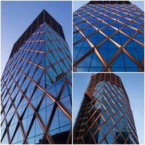 Facade details of one of the few new office buildings to change the skyline of Gothenburg city in Sweden