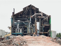 Factory being demolished in Chlons-en-Champagne Marne France 