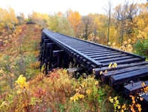 Fall colors and an abandoned railroad trestle in Ashland Wisconsin 