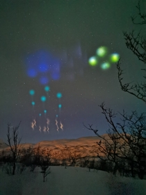 Fantastic lights after rockets Northern Norway