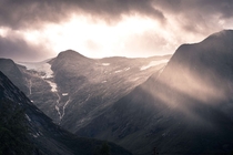 Fantastical light in Norway as clouds opened up to allow this scene to occur Western Norway 