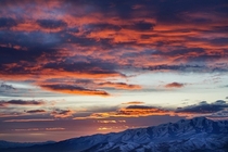 Fiery sunset over Draper Utah 