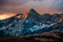 First light and first snowfall on the high mountains of Colorado 