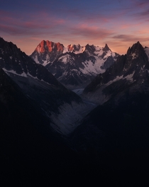 First light on the Mont Blanc Massif above Chamonix French Alps  felixsunphoto