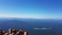 Fish Lake and Mount Shasta in the distance as seen from atop Mt McLoughlin 