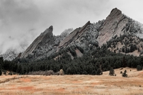 Flatirons with the first snow of the year - Boulder Colorado 