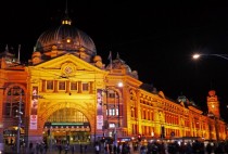 Flinders Street Station at night Melbourne 