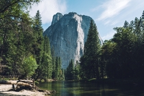 Floating down Merced river Yosemite National Park  