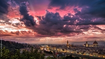 Florence Italy from Piazzale Michelangelo at sunset after a powerful storm  photo by Giuseppe Torre
