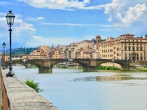 Florence Italy Santa Trinita Bridge by a drawing of Michelangelo