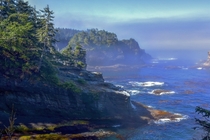 Fog breaking in Cape Flattery WA Northwestern most point in the contiguous United States 