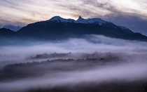 Fog over Futaleuf Chilean Patagonia 