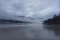 Fog rolled in while hiking along the Tennessee River  in Chattanooga TN