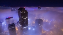 Foggy night in Denver Colorado 